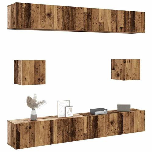 vidaXL 6-delig Tv-meubelset wandmontage bewerkt hout oud, Huis en Inrichting, Kasten | Televisiemeubels, Nieuw, Verzenden