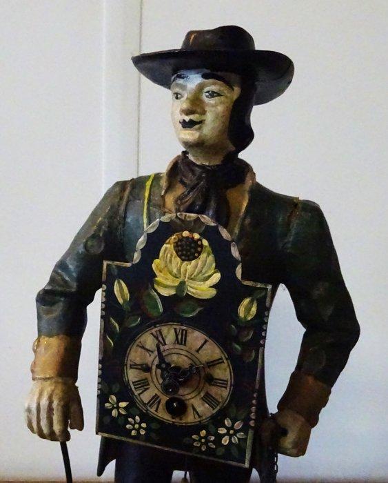 Klokkenmannetje tafelklok - JVE - Metaal, Tin, Messing -, Antiek en Kunst, Antiek | Klokken