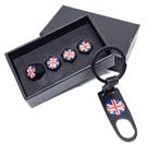 Union Jack ventieldopjes + sleutelhanger voor Mini Cooper