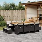 vidaXL 13-delige Tuinset met kussens poly rattan zwart, 2 zitplaatsen, Nieuw, Tuinset, Verzenden