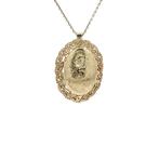 Gouden vintage medaillon met gravure 14 kt, Sieraden, Tassen en Uiterlijk, Kettinghangers, Ophalen of Verzenden, Nieuw