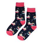 Sokken katoen - Badkuip print - blauw roze - maat 36-43, Nieuw