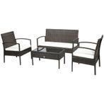 TRUUSK Poly Rattan Tuinmeubelset 4-delig Rat Bankstel Zitgro, Tuin en Terras, Tuinsets en Loungesets, Verzenden, Nieuw