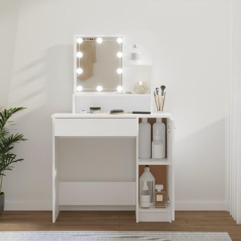 vidaXL Kaptafel met LED-verlichting 86,5x35x136 cm wit, Huis en Inrichting, Tafels | Salontafels, 50 tot 100 cm, Nieuw, Overige houtsoorten