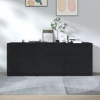 vidaXL 3-delige Dressoirs bewerkt hout zwart, Huis en Inrichting, Kasten | Dressoirs, Verzenden, Nieuw, 50 tot 100 cm, 25 tot 50 cm