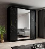 Kledingkast marmer zwart 180x62x200 schuifdeuren met spiegel, Huis en Inrichting, Kasten | Vitrinekasten, 150 tot 200 cm, Nieuw