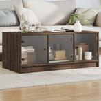 vidaXL Salontafel met glazen deuren 102x50x42 cm bruin, 100 tot 150 cm, Verzenden, Nieuw, 50 tot 100 cm