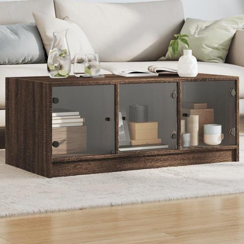 vidaXL Salontafel met glazen deuren 102x50x42 cm bruin, Huis en Inrichting, Tafels | Salontafels, 100 tot 150 cm, Nieuw, Overige houtsoorten