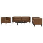 vidaXL 3-delige Loungeset Chesterfield-stijl kunstsuède, Huis en Inrichting, Banken | Bankstellen, Verzenden, Nieuw, Vierpersoons of meer
