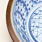 Blauw en wit porselein Schotel/Bowl met geschilderde bloemen