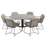 Embrace Prego dining tuinset 160 cm rond 7 delig taupe, Ophalen of Verzenden, Nieuw
