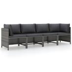vidaXL Tuinbank 4-zits met kussens poly rattan grijs, Tuin en Terras, Tuinsets en Loungesets, Verzenden, Nieuw, Rotan