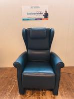 Blauw leren Sta- Op en relax stoel in een goede staat, Huis en Inrichting, Fauteuils, Minder dan 75 cm, Leer, Gebruikt, 50 tot 75 cm