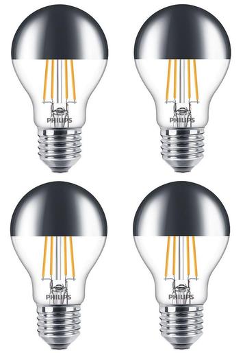 4 stuks Philips LED kopspiegellamp zilver E27 7.2W 650lm... beschikbaar voor biedingen