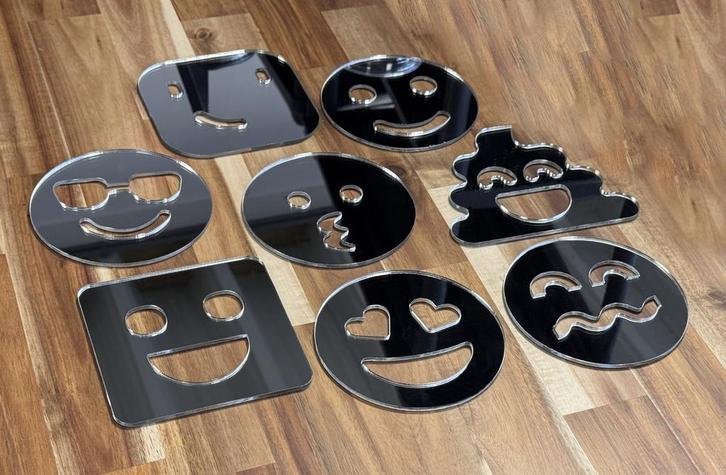 Spiegelset smilies (12x12 cm, 3 mm dik), Doe-het-zelf en Verbouw, Gereedschap | Handgereedschap, Nieuw, Ophalen of Verzenden