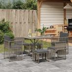 vidaXL 7-delige Tuinset met kussens poly rattan grijs, Verzenden, Nieuw, Rotan, Tuinset