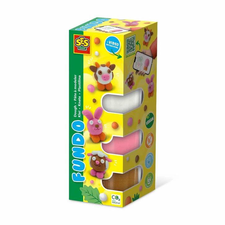 SES FunDo klei - Boerderij dieren (3x90gr-1x40gr), Kinderen en Baby's, Speelgoed | Educatief en Creatief, Knutselen, Nieuw, Verzenden