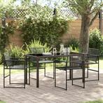 vidaXL 5-delige tuin eetset - zwart poly rattan, Tuin en Terras, Verzenden, Nieuw, Rotan
