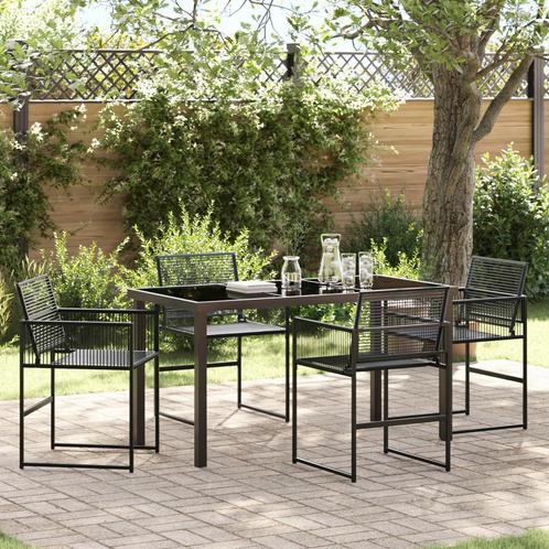vidaXL 5-delige tuin eetset - zwart poly rattan, Tuin en Terras, Tuinsets en Loungesets, Nieuw, Rotan, Verzenden