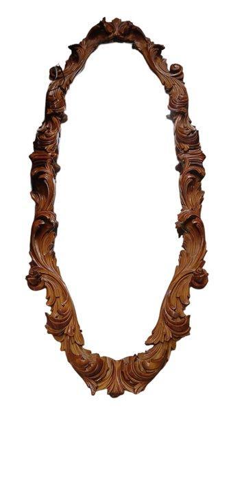 Wandspiegel - Hout - Grote ovale spiegel (225 cm) in, Antiek en Kunst, Curiosa en Brocante