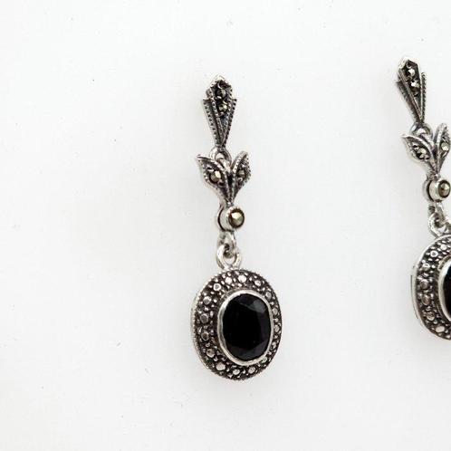 Zilver, 925 Sterling Zilver Zwarte Onyx & Markasiet -, Antiek en Kunst, Kunst | Designobjecten