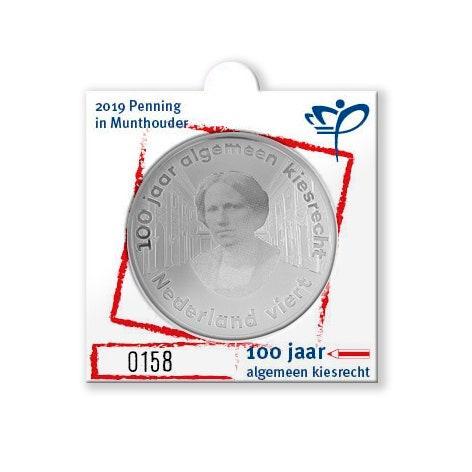 Penning 100 Jaar Kiesrecht in munthouder, Postzegels en Munten, Munten | Nederland, Verzenden