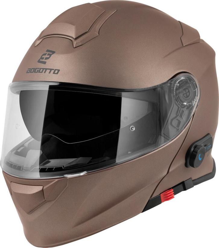Bogotto H271 BT Bluetooth Helm Bruin, Motoren, Kleding | Motorhelmen, XXL, Nieuw met kaartje, Overige merken, Systeemhelm, Verzenden