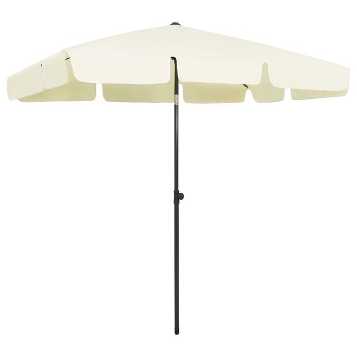 vidaXL Strandparasol 200x125 cm zandgeel, Tuin en Terras, Parasols, Strandparasol, Nieuw, 2 tot 3 meter, Verzenden