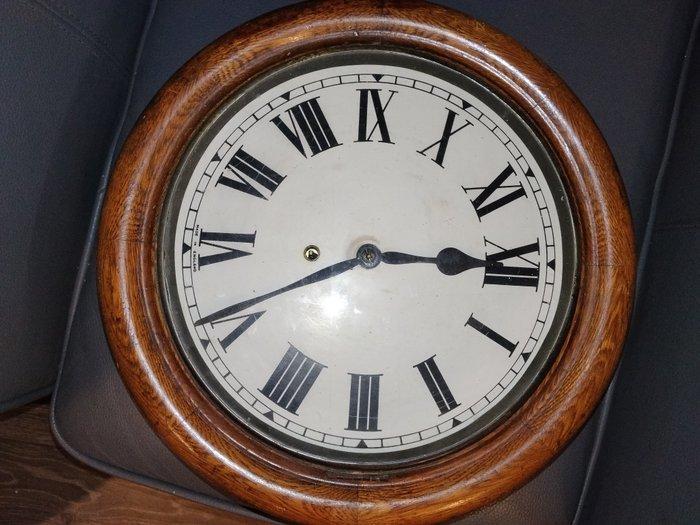 Wandklok - Industrial - Mahonie - 1910-1920 - Spoorwegklok, Antiek en Kunst, Antiek | Klokken