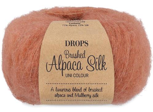 DROPS Brushed Alpaca Silk Uni Colour - 22 licht roest - Wo, Hobby en Vrije tijd, Breien en Haken, Ophalen of Verzenden
