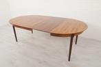 Vintage ronde uitschuifbare eettafel | Palissander, Huis en Inrichting, Tafels | Eettafels, 100 tot 150 cm, Rond, 200 cm of meer