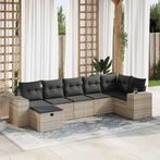 vidaXL 7-delige Loungeset met kussens poly rattan lichtgrijs, Tuin en Terras, Nieuw, Loungeset, 7 zitplaatsen, Verzenden