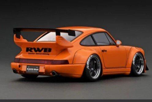 Ignition Model 1:18 - Modelauto - Porsche 964 RWB - Oranje -, Hobby en Vrije tijd, Modelauto's | 1:5 tot 1:12