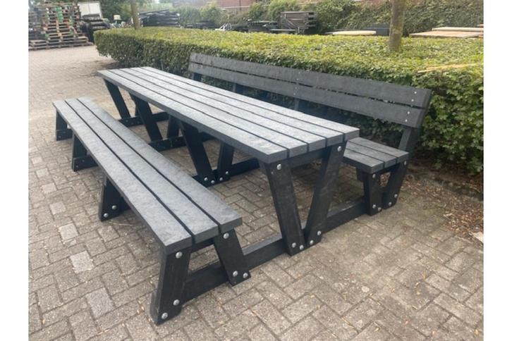Rockwood® Picknicktafel Eik - Zwaar Kunststof - Ural Black, Tuin en Terras, Picknicktafels, Nieuw, Hout, Rechthoekig, Ophalen of Verzenden