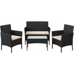 Hoppa! GGF004B05 tuinset zwart/topo van €299 voor €199 NEW, 4 zitplaatsen, Kunststof, Nieuw, Ophalen of Verzenden