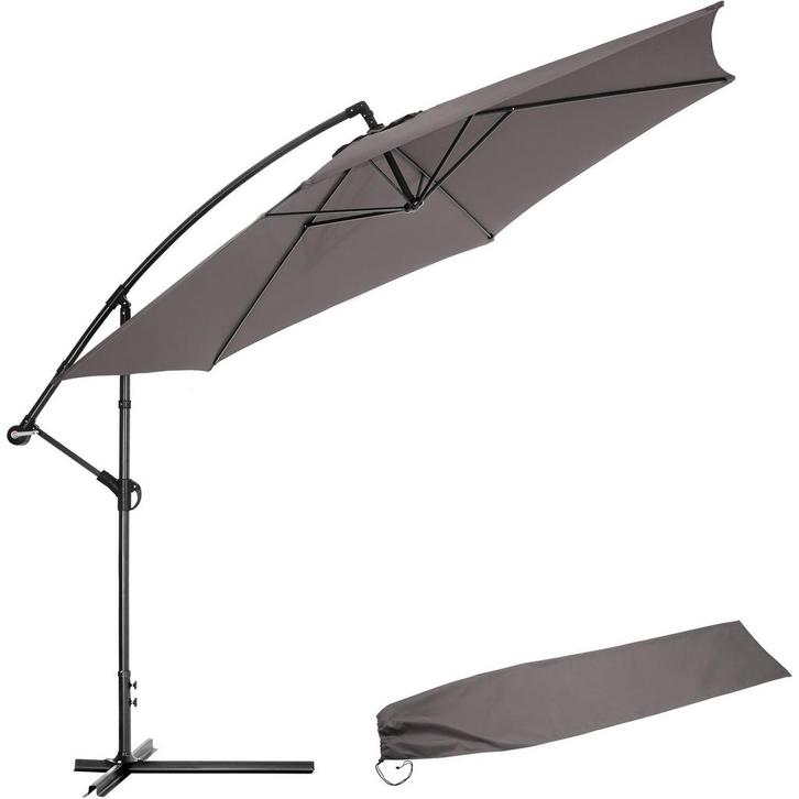 Parasol zweefparasol Ciccio Ø 350cm met beschermhoes - grijs, Tuin en Terras, Zonneschermen, Verzenden