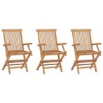 Massief Teakhout Tuinstoelen (3-set) | Tweedekansje, Ophalen of Verzenden, Nieuw, Teakhout, Inklapbaar