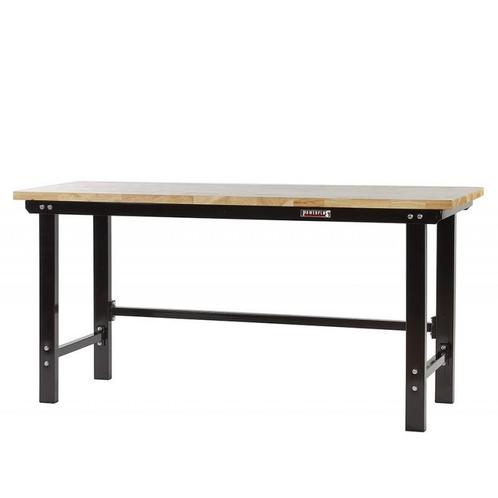 Werkbank zwart 200 cm met hardhouten blad open model, Doe-het-zelf en Verbouw, Werkbanken, Ophalen of Verzenden