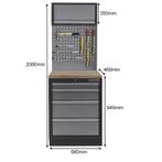 Werkplaatskast met vier laden, hardhouten werkblad +, Ophalen of Verzenden, Nieuw