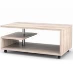 3-Laags Salontafel Houten Theetafel met 4 Wielen Bijzettafel
