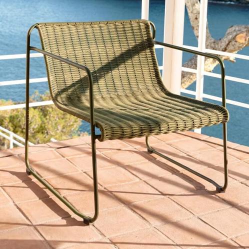 *WOONWINKEL* Kave Home Maurina Stalen Buiten Fauteuil Met Gr, Tuin en Terras, Tuinsets en Loungesets, Nieuw, Verzenden