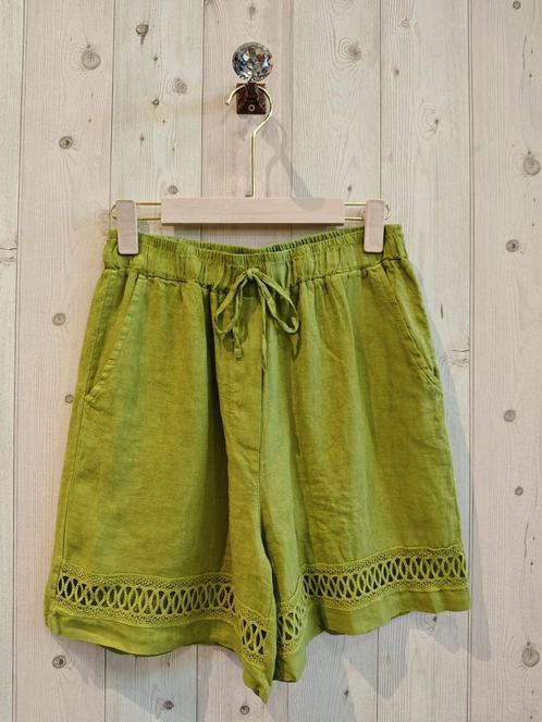 Leuek 100% linnen korte broek - bermuda - met broderie en, Kleding | Dames, Tops