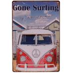 Metalen Plaatje - Gone Surfing Retro Camper - 20x30cm NIEUW, Ophalen of Verzenden, Nieuw