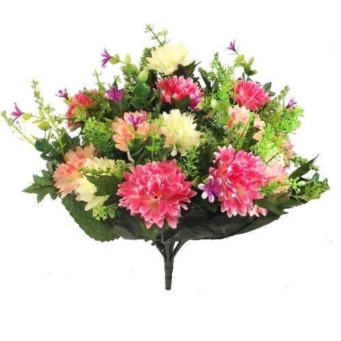 Zijdeboeket 41cm spiky mum large mixed bush pink/cream, Huis en Inrichting, Woonaccessoires | Kunstplanten en Kunstbloemen, Nieuw