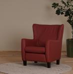 Direct meenemen | Rode leren oorfauteuil | rood leer | NIEUW, Nieuw, Ophalen of Verzenden, Landelijk, 75 tot 100 cm