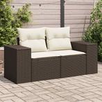 vidaXL Tuinbank 2-zits met kussens poly rattan bruin, Verzenden, Nieuw, Rotan
