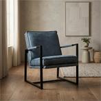 Leren fauteuil Secret - Kenia Denim (blauw), Nieuw, Ophalen of Verzenden, 50 tot 75 cm, Industrieel, Modern