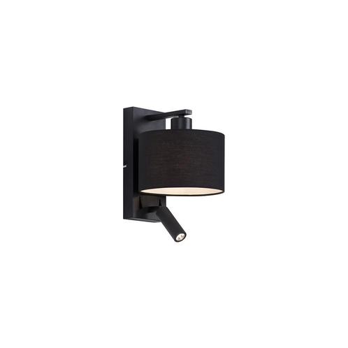 Moderne wandlamp zwart rond met leeslamp - Puglia, Huis en Inrichting, Lampen | Wandlampen, Nieuw, Overige materialen