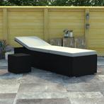 vidaXL Ligbed met kussen en theetafel poly rattan crèmewit, Tuin en Terras, Verzenden, Nieuw