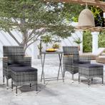 vidaXL 5-delige Bistroset poly rattan en gehard glas grijs, Verzenden, Nieuw, Rotan